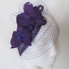 Dark Purple Retro Orchid Flower Cocktail Fascinator Hat