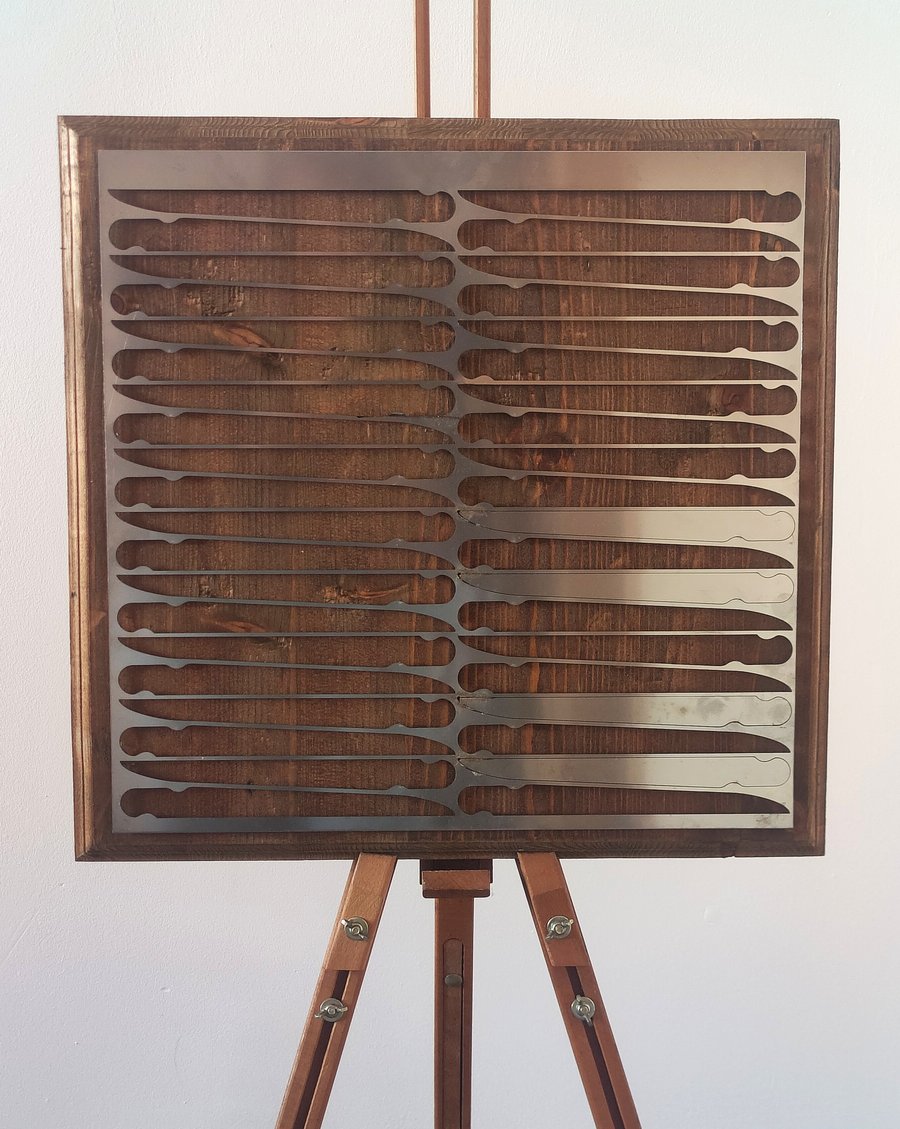 Sheffield Steel Knife Art Mounted on Wood