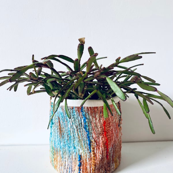Vibrant textile storage or pot plant holder
