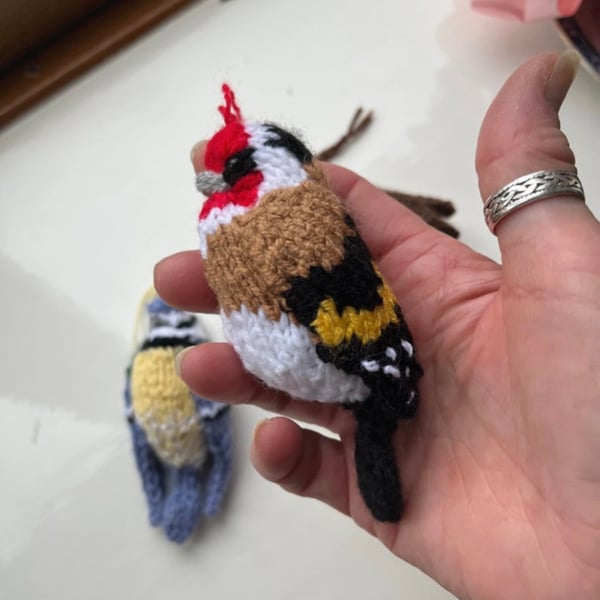 Goldfinch bird  hand knit tree decoration 