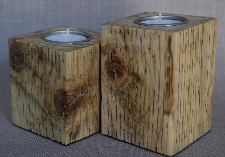 Upcycled Fence Post Tealight Holders