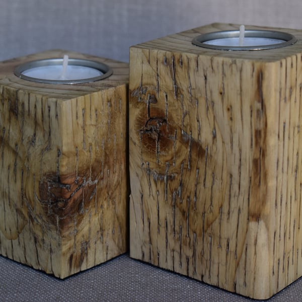 Upcycled Fence Post Tealight Holders