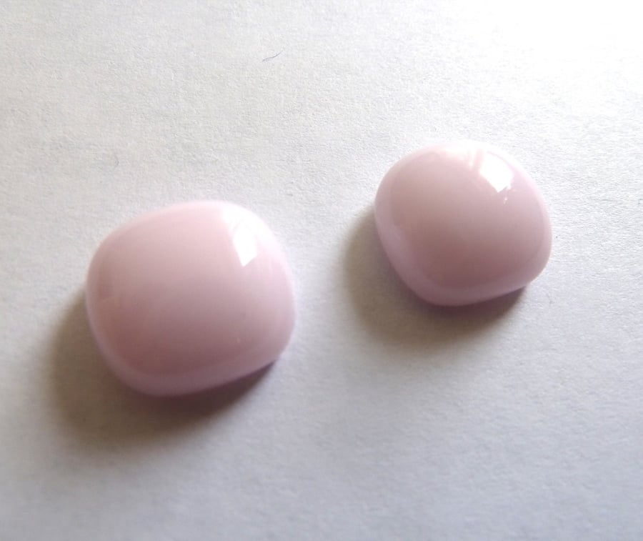 handmade fused glass cabochons pink