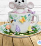 Crochet white mouse in an espresso teacup. Mouse ornament. Mouse decoration. - Image 10
