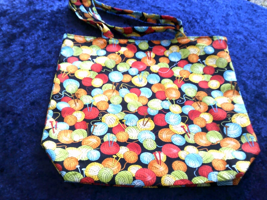 Colourful Balls of Wool Fabric Project Bag
