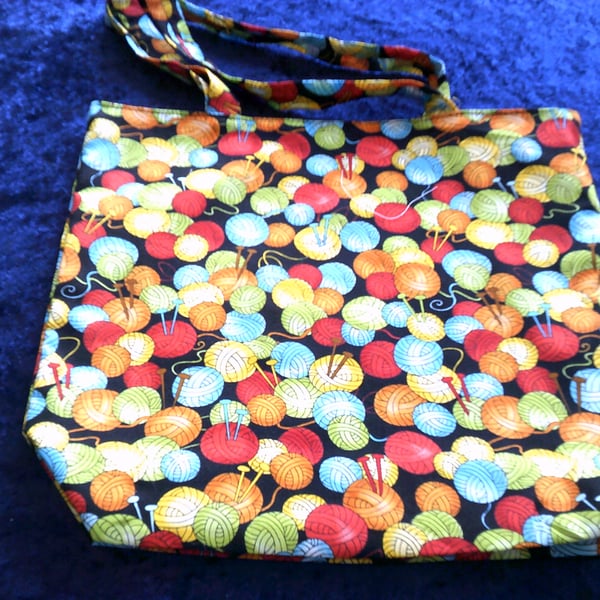Colourful Balls of Wool Fabric Project Bag