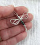 Silver Dragonfly Necklace with Snowflake Obsidian - Image 2
