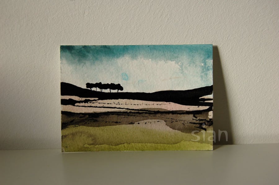 Landscape with trees - Original ACEO