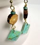 Hand drawn mixed media earrings with oak beads - Image 3