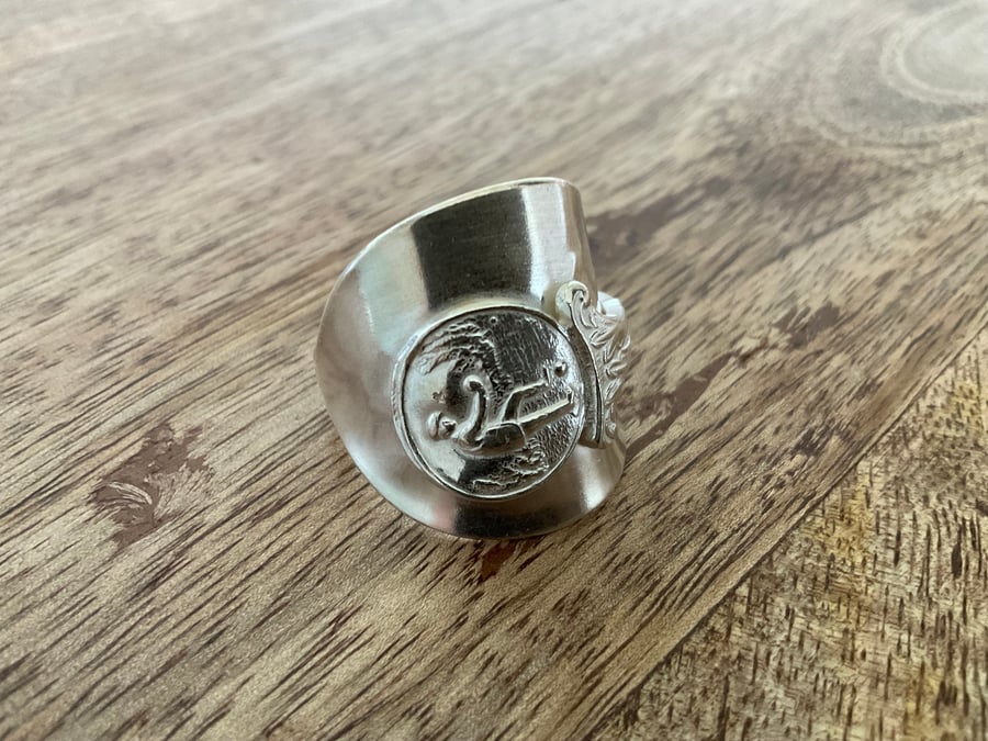 VINTAGE CUTLERY - SPOON RING - BIRMINGHAM 1949 - SIZE S