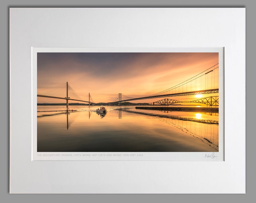 Queensferry Crossing & Forth Bridges frm Port Edgar - A3(50x40cm) Unframed Print