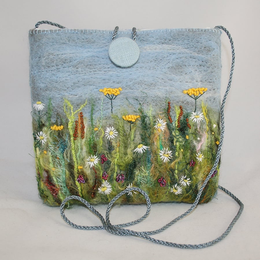 Meadow - Embroidered and felted Shoulder Bag