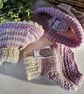 Designer Merino Wool Baby Girl's Booties & Hat Set 0-3 months size - Image 5