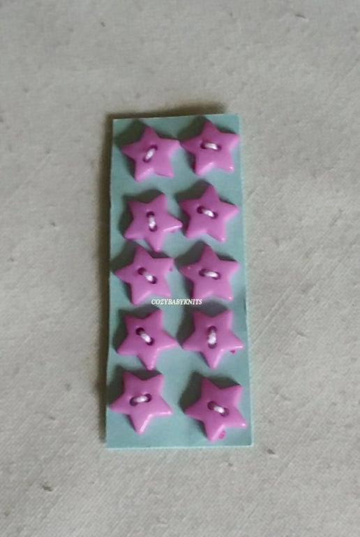 12mm LILAC STAR BUTTONS WITH TWO HOLES FOR ATTACHING 