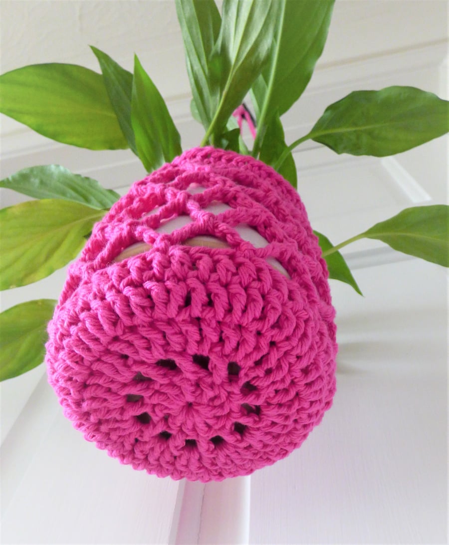 Pink Crochet Cotton Retro Plant Hanger Decoration (12cm x 12cm plus)