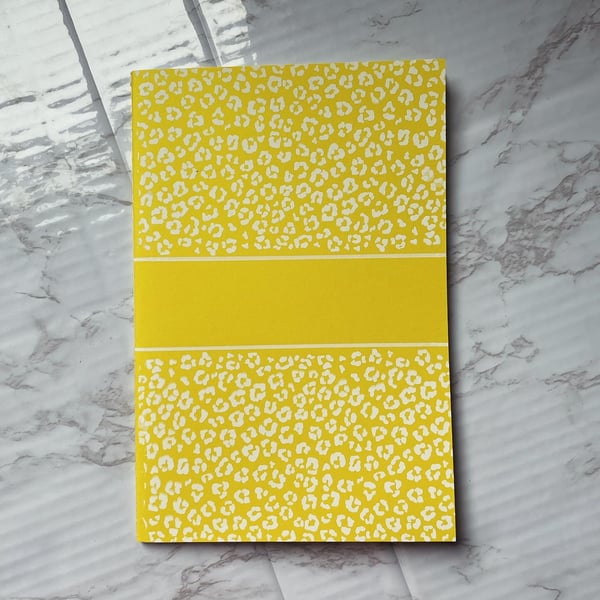 Yellow Animal Print A5 Handprinted Lined Notebook 