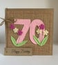 Handmade 70th Birthday Card. Keepsake Card. Textile Card.
