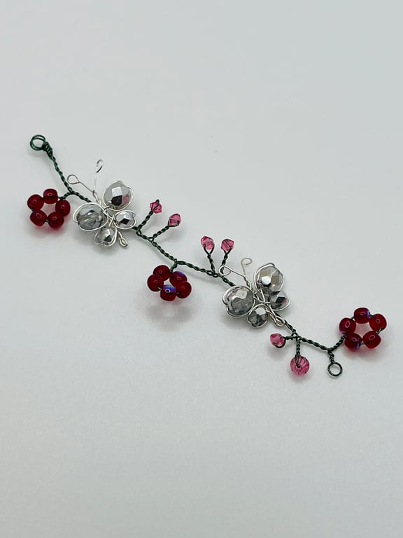 BUTTERFLY & FLOWER HAIR PIECE