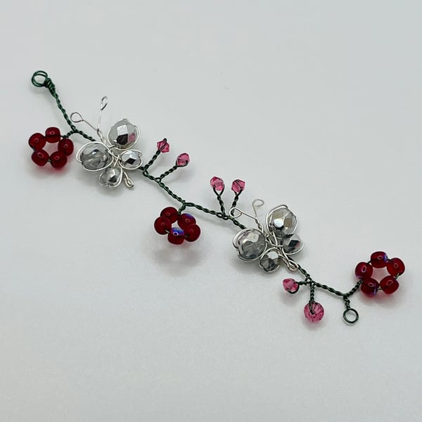 BUTTERFLY & FLOWER HAIR PIECE