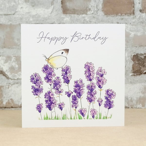 Birthday Card Lavender Butterfly 