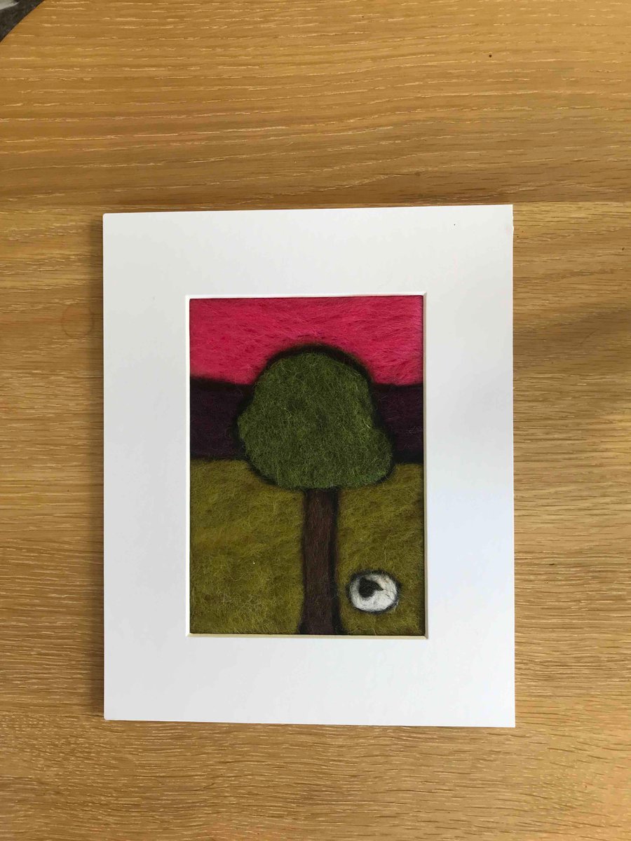 Needle felted-picture-sheep art-countryside-home decor