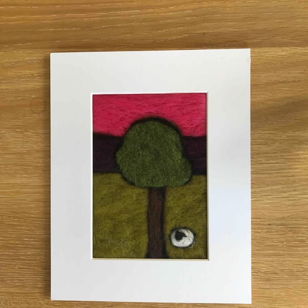 Needle felted-picture-sheep art-countryside-home decor