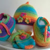 SALE Baby Girl's  Colourful Hat, Shoes & Mitt Gift Set  0-9 months