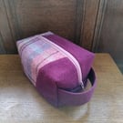 Woollen and tartan  cosmetic or toiletry bag