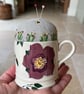 Repurposed hellebore cup embroidered pin cushion - Image 1