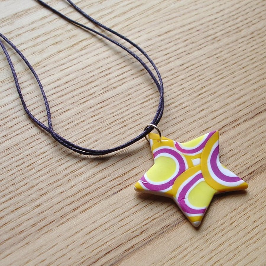 Lemon Sherbet Star FIMO Polymer Clay Pendant