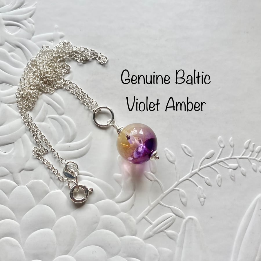 Violet Baltic Amber pendant