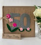 Handmade 50th Birthday Card from felt. Keepsake Card. Textile Card. - Image 3