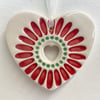 Small Ceramic heart decoration with red daisy