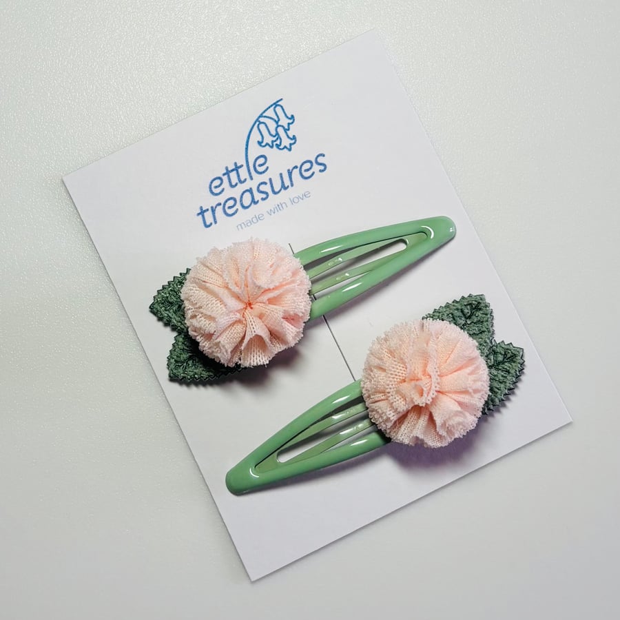 Blush Pink Pom-Pom Hair Clips 