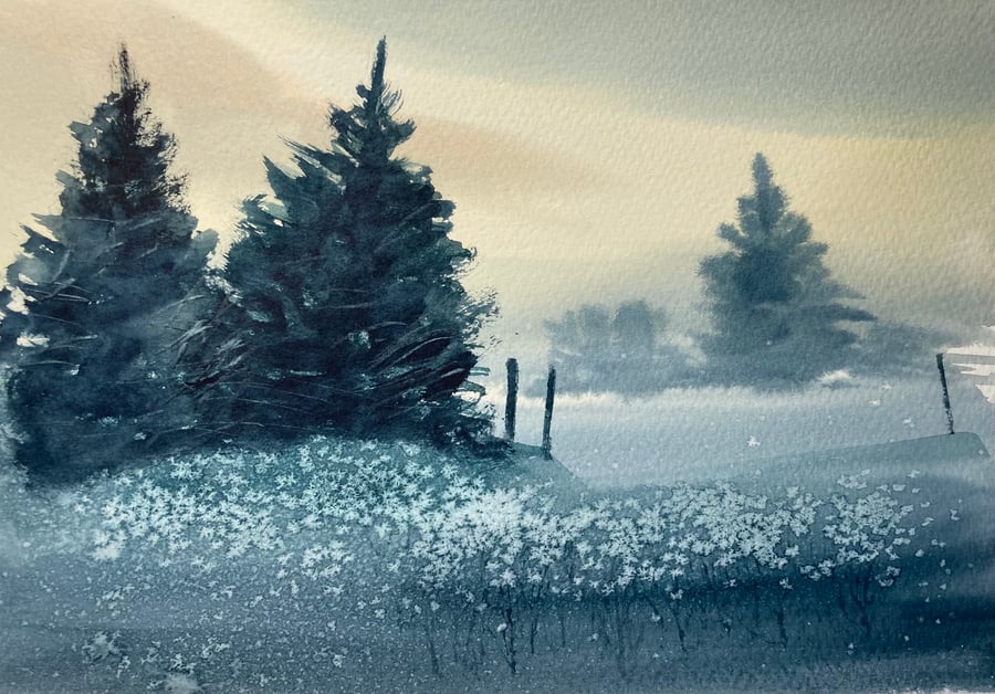 Morning frost (Pure Original Watercolour)  