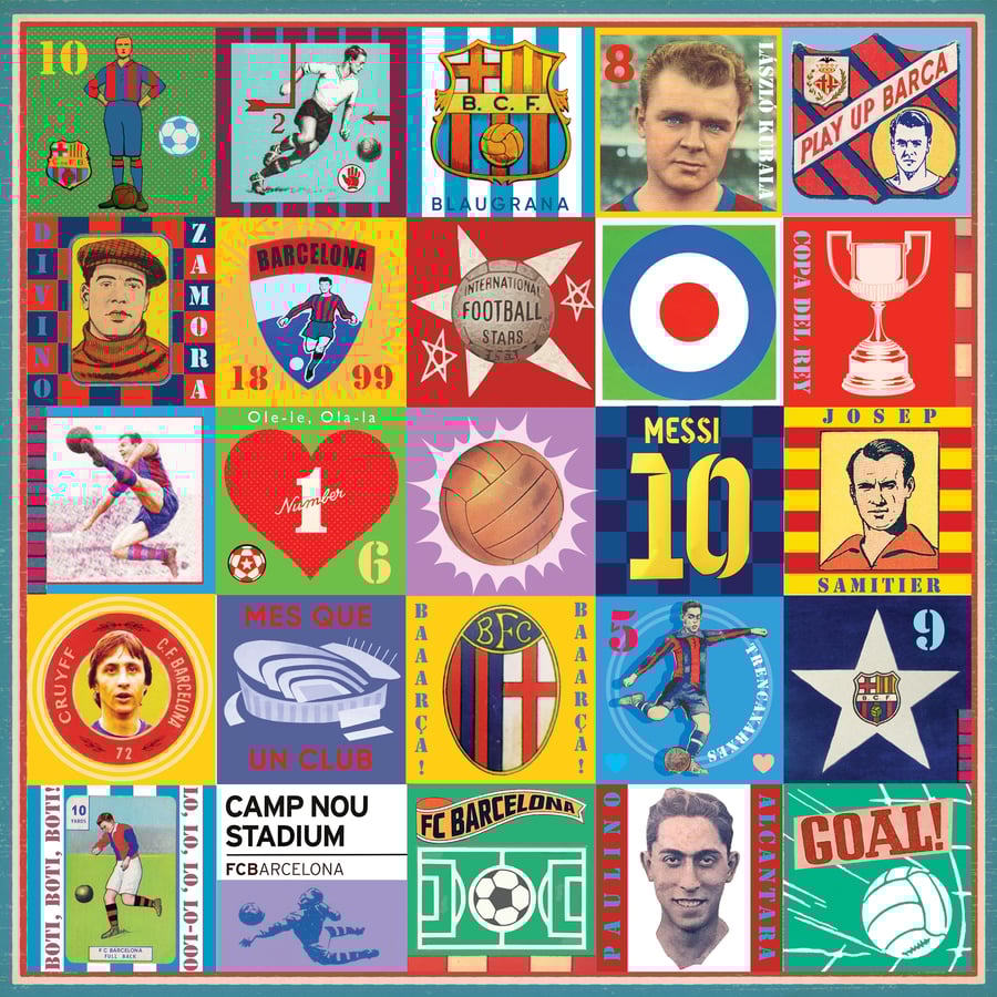 Barcelona Pop Art Football Print