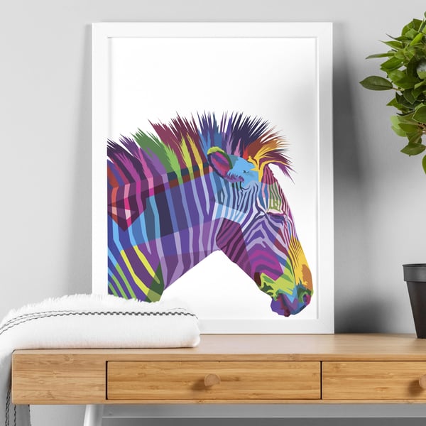 Zebra geometric rainbow animal print