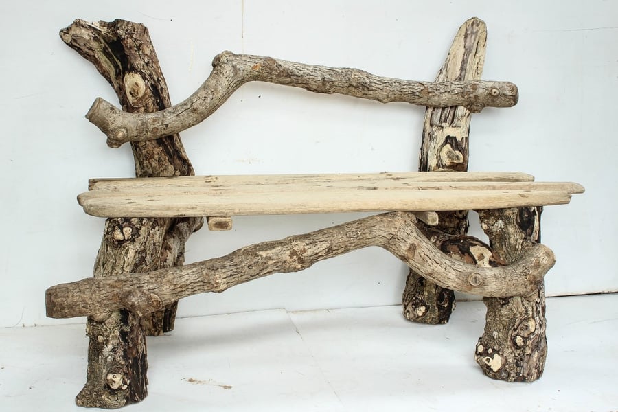 Rustic Wood Driftwood Garden Bench,Drift Wood garden ,Drift Wood Bench 2 seat