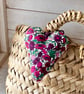 SALE 2026 - LIBERTY PRINT FLORAL MINI HEART - fuchsia pink and purple