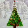 Handmade Fused Glass Xmas Tree Hanging Christmas Decoration 