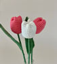  tulip mini bouquet, crochet flowers pink and cream - Image 4