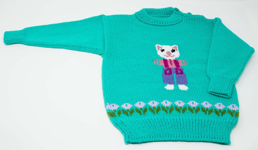 Child's Jade Cat Jumper  3 - 4 years