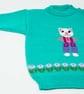 Child's Jade Cat Jumper  3 - 4 years - Image 1