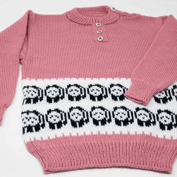 Child's Pink Panda Jumper  5 - 6 years