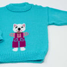 Toddler's Turquoise Cat Jumper  1 - 2 years