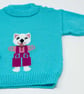 Toddler's Turquoise Cat Jumper  1 - 2 years