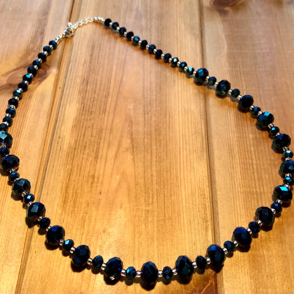 Recycled bead turquoise necklace