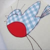 embroidered blue bird fabric notebook cover (A6 size)