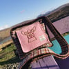 Harris Tweed crossbody bag with embroidered angel