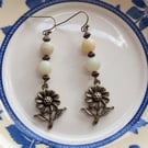 Beautiful natural stone sunflower earrings 